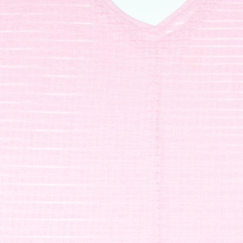 NEXT Womens Pink Striped Polyester Tunic Blouse Size 20 V-Neck - Candy Floss Pink - Semi Sheer - V Neck front & back