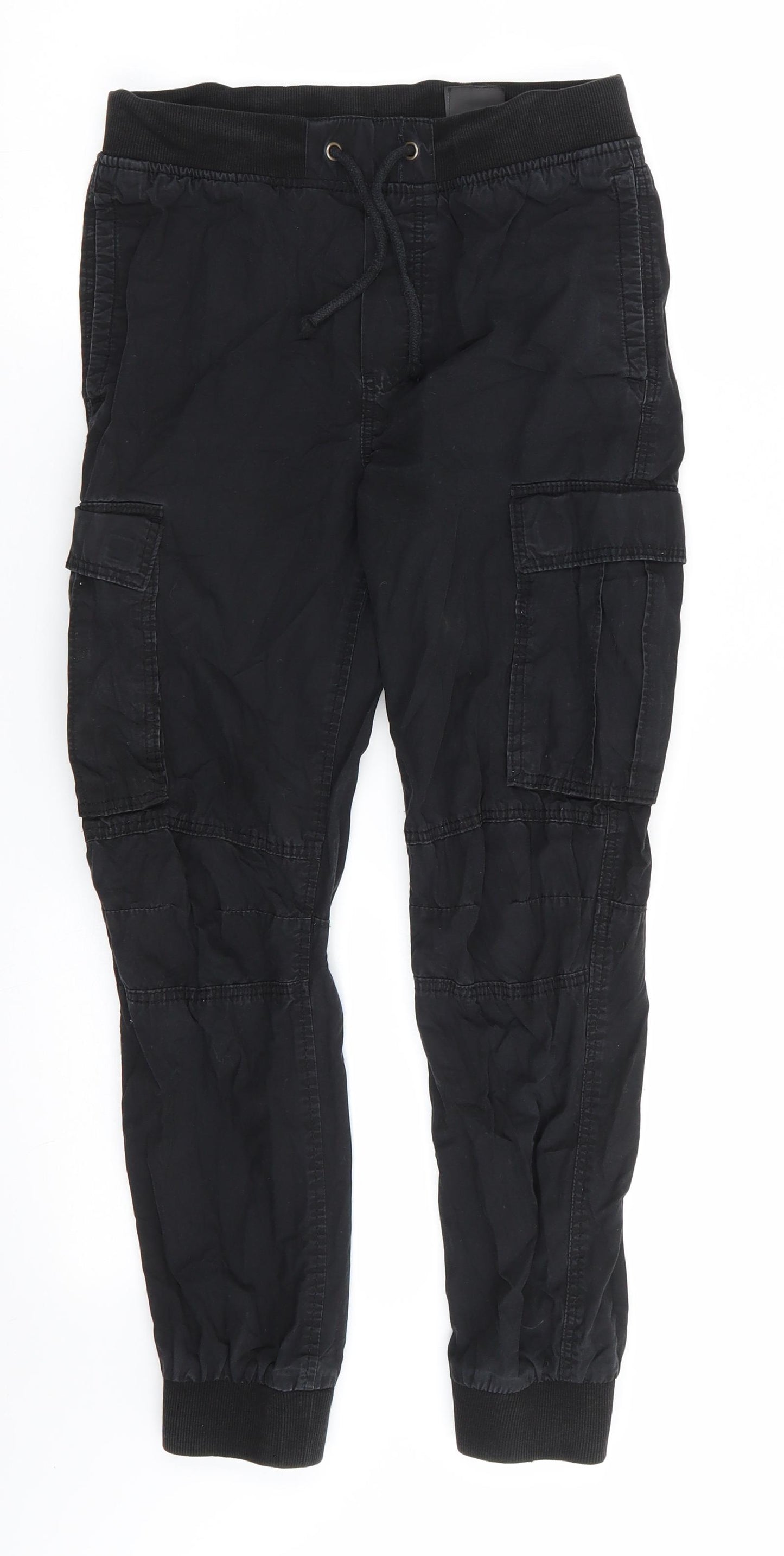 H&M Boys Black  Cotton Jogger Trousers Size 12 Years  Regular  - Cargo style jogger