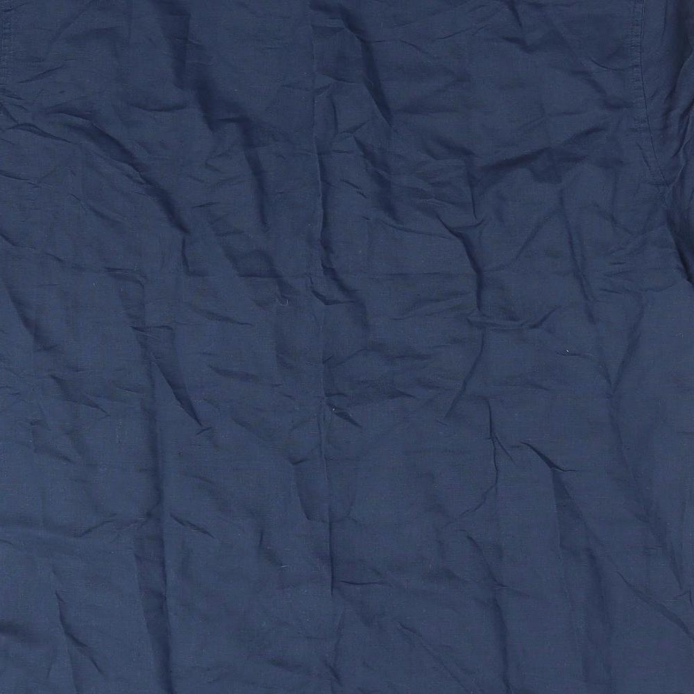 NEXT Mens Blue  Linen  Button-Up Size XL Collared  - Linen Look Shirt Buttoned Collar