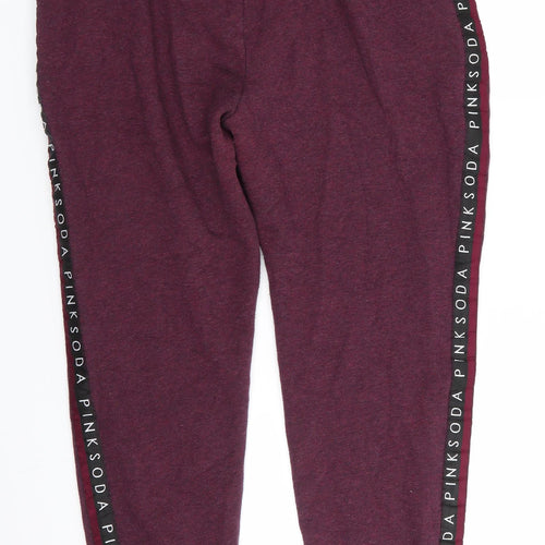 Pink Soda Womens Purple   Sweatpants Trousers Size 14 L27.5 in Regular  - Graphic Down Outer Seam Burgandy Colour