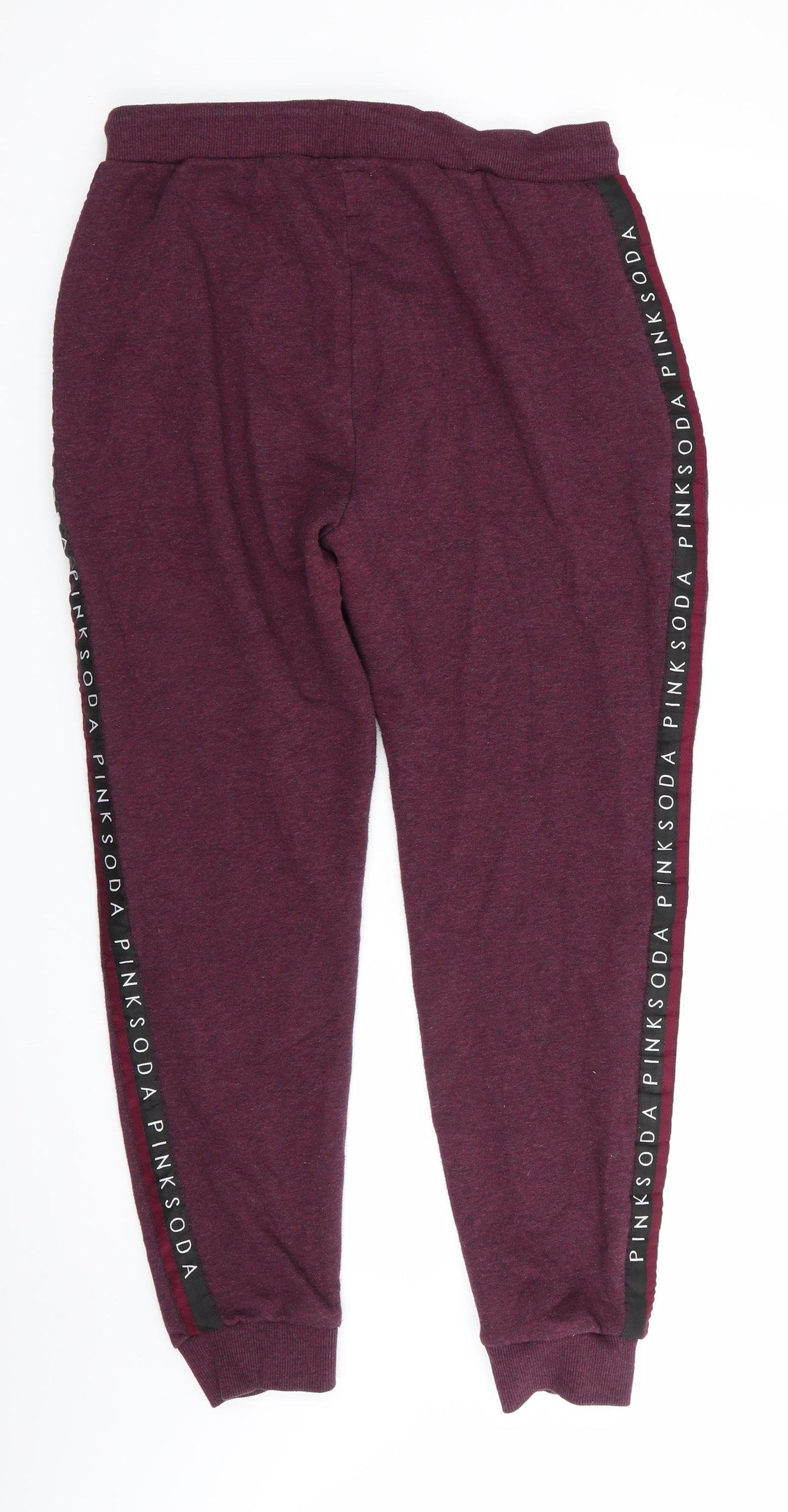 Pink Soda Womens Purple   Sweatpants Trousers Size 14 L27.5 in Regular  - Graphic Down Outer Seam Burgandy Colour