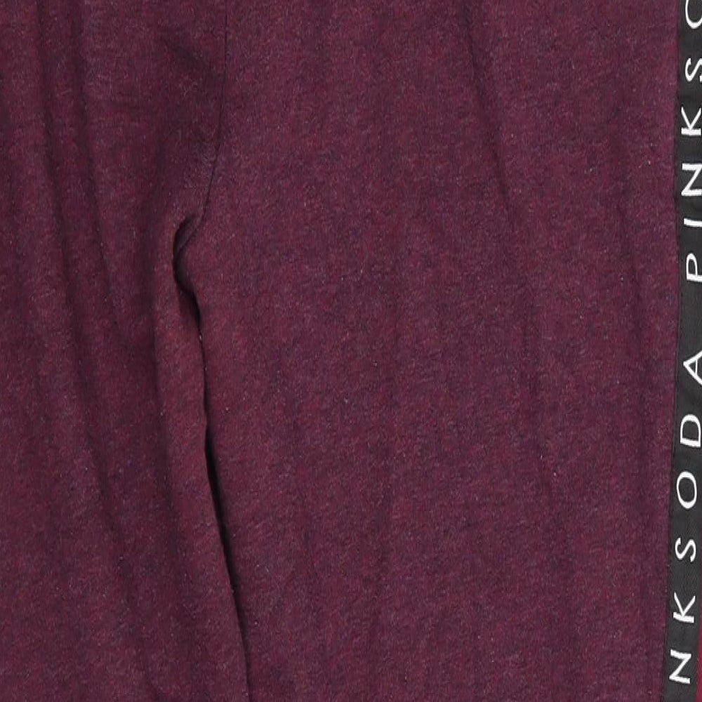 Pink Soda Womens Purple   Sweatpants Trousers Size 14 L27.5 in Regular  - Graphic Down Outer Seam Burgandy Colour