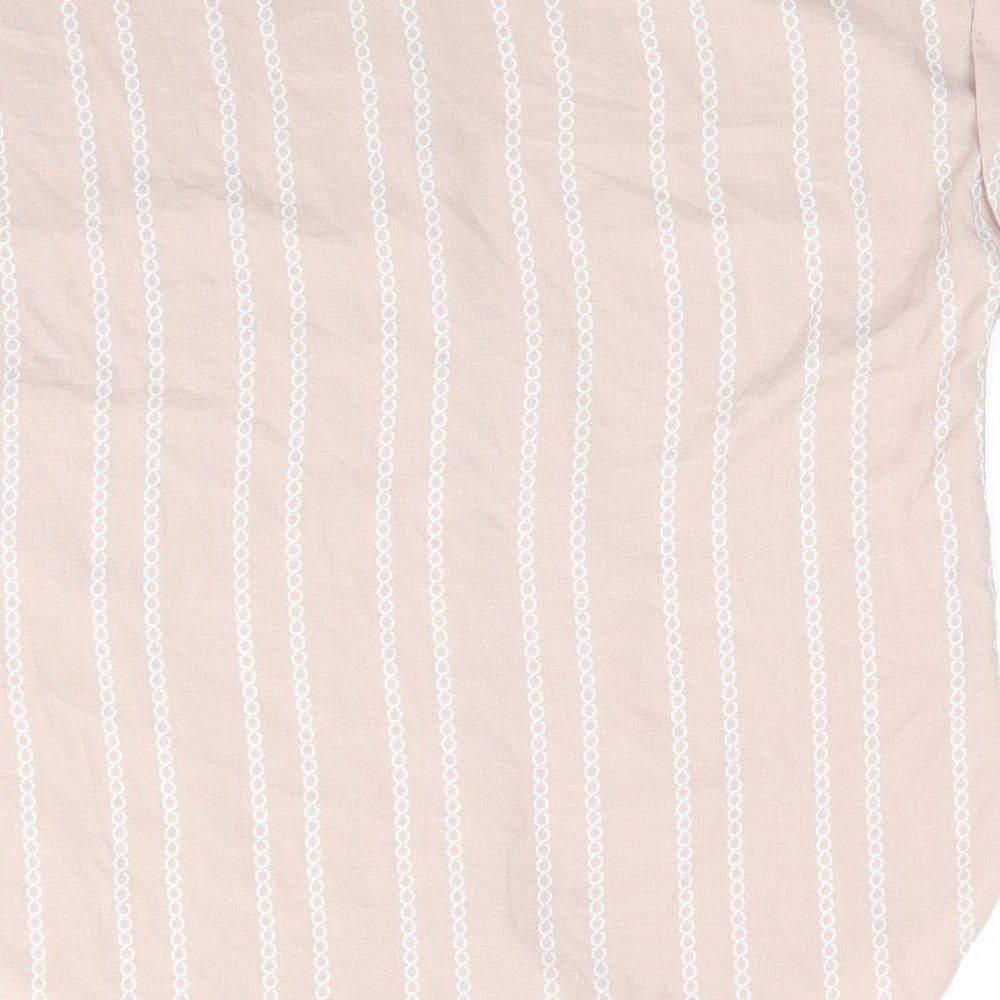 Florence and Fred Womens Pink  Polyester Basic Button-Up Size 12 Collared - Vertical Chain like print Dull Pale Pink