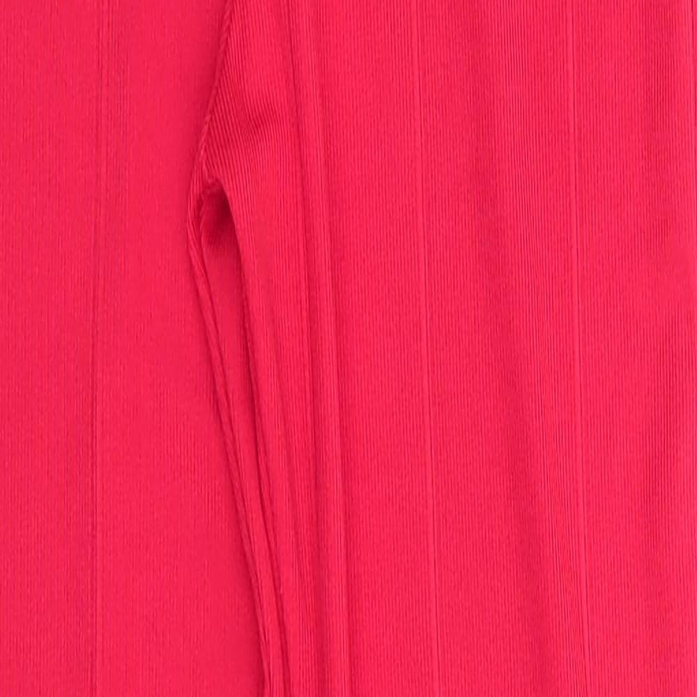 PRETTYLITTLETHING Womens Red  Polyester Jegging Leggings Size 12 L29 in   - Ribbed fabric