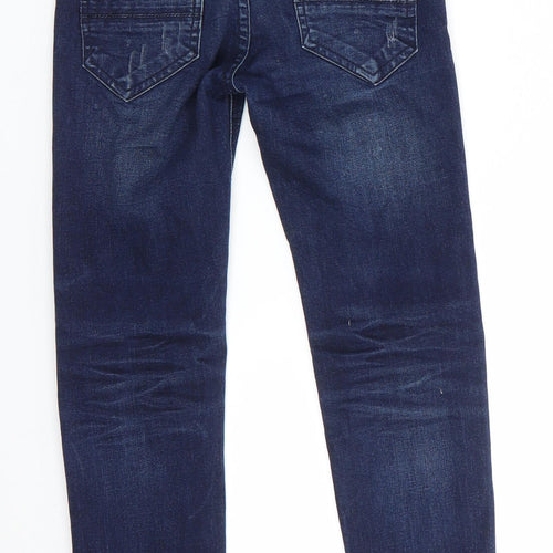 Type-S CR7 Girls Blue  Cotton Skinny Jeans Size 8 Years  Regular  - Indigo Mix Distressed Jeans Faux leather patch pocket