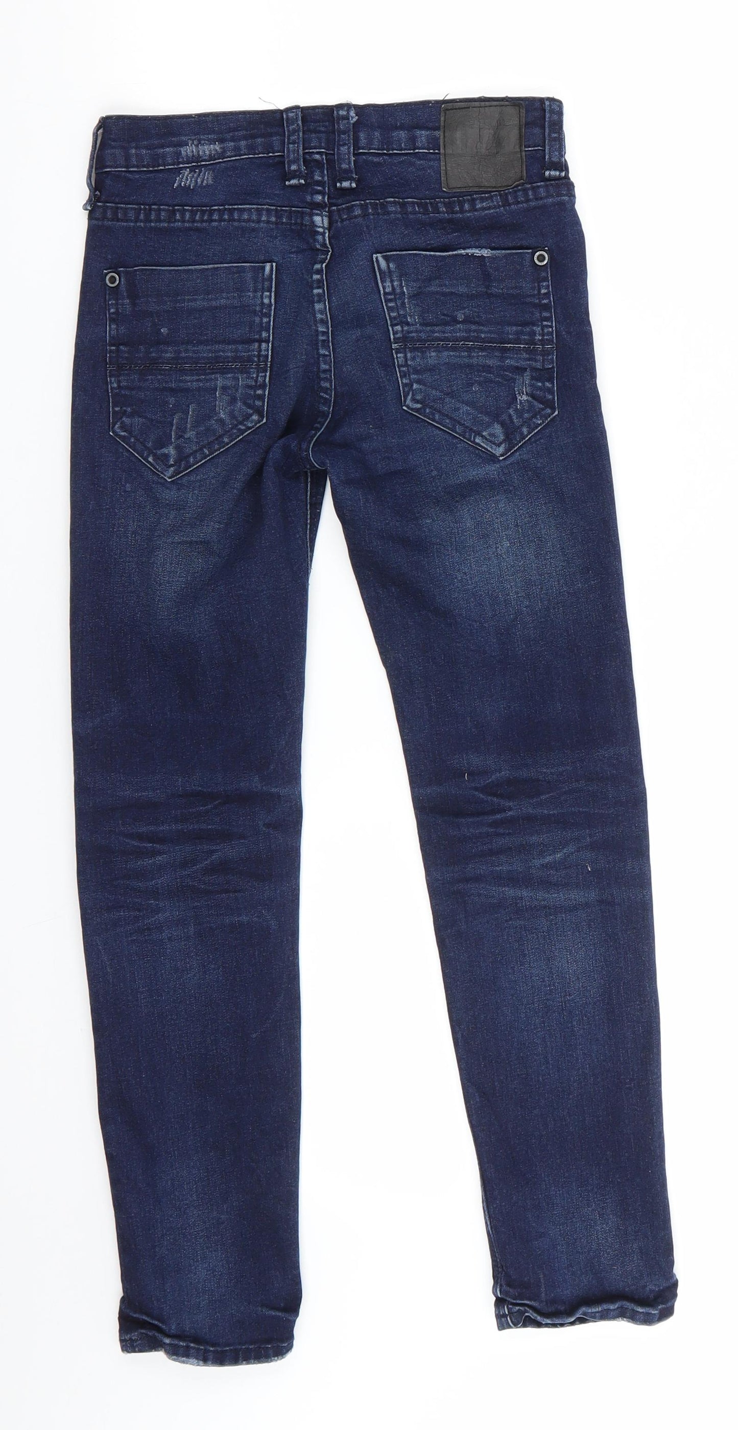 Type-S CR7 Girls Blue  Cotton Skinny Jeans Size 8 Years  Regular  - Indigo Mix Distressed Jeans Faux leather patch pocket