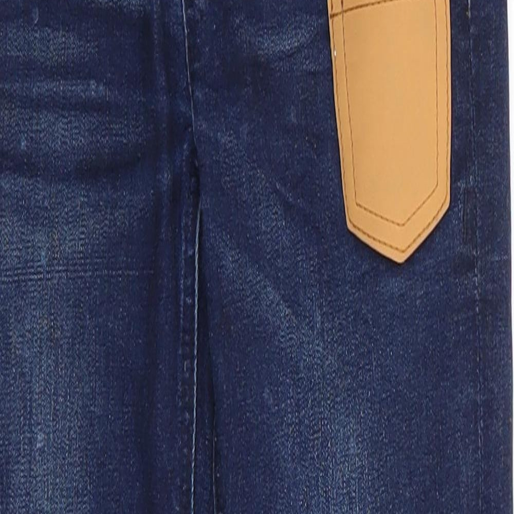 Type-S CR7 Girls Blue  Cotton Skinny Jeans Size 8 Years  Regular  - Indigo Mix Distressed Jeans Faux leather patch pocket