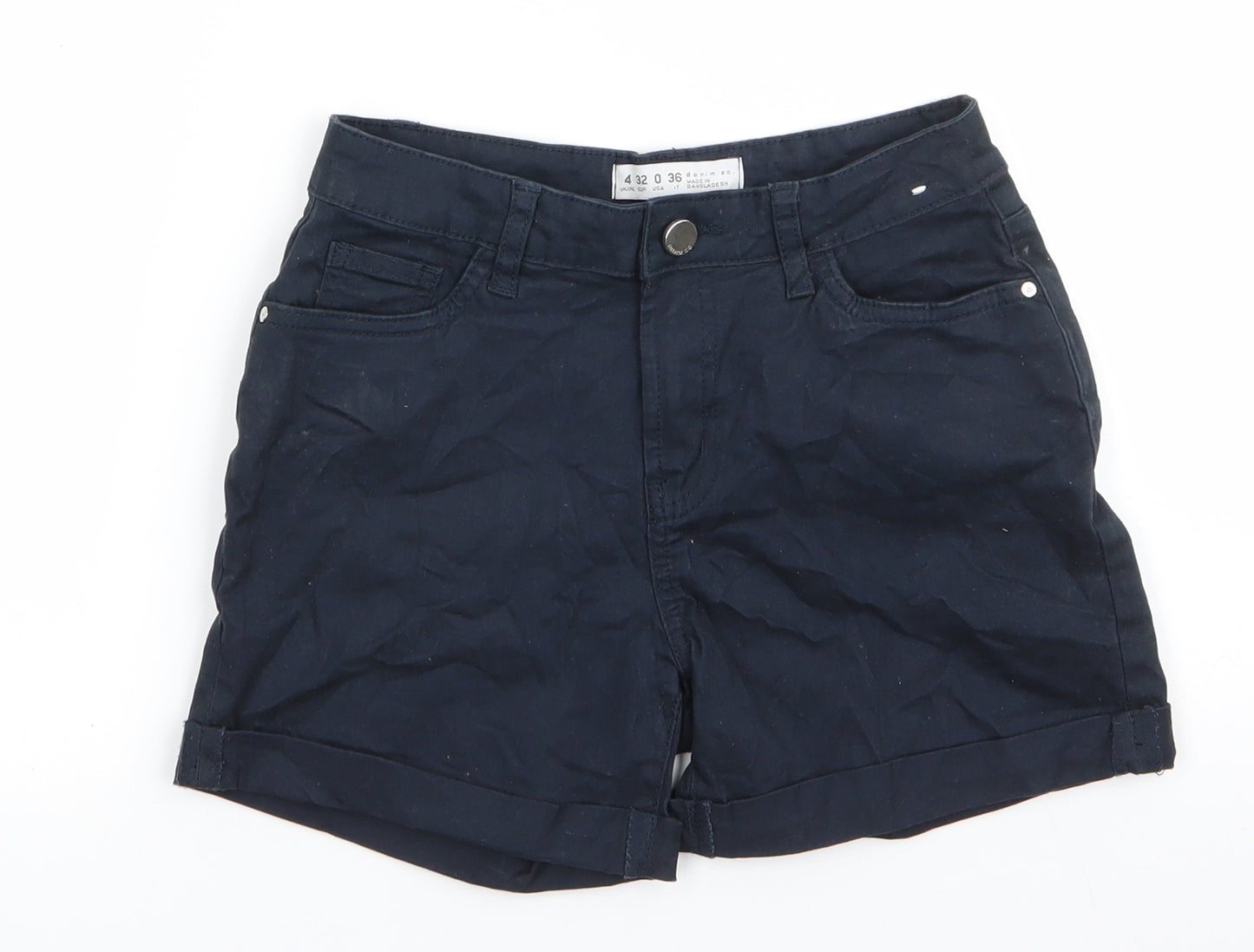 Denim Co Womens Blue  Cotton Chino Shorts Size 4 L4 in Regular  - Navy Blue