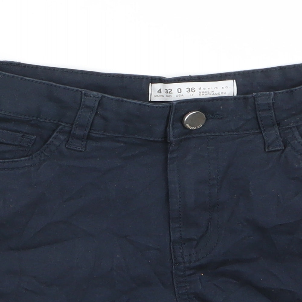 Denim Co Womens Blue  Cotton Chino Shorts Size 4 L4 in Regular  - Navy Blue