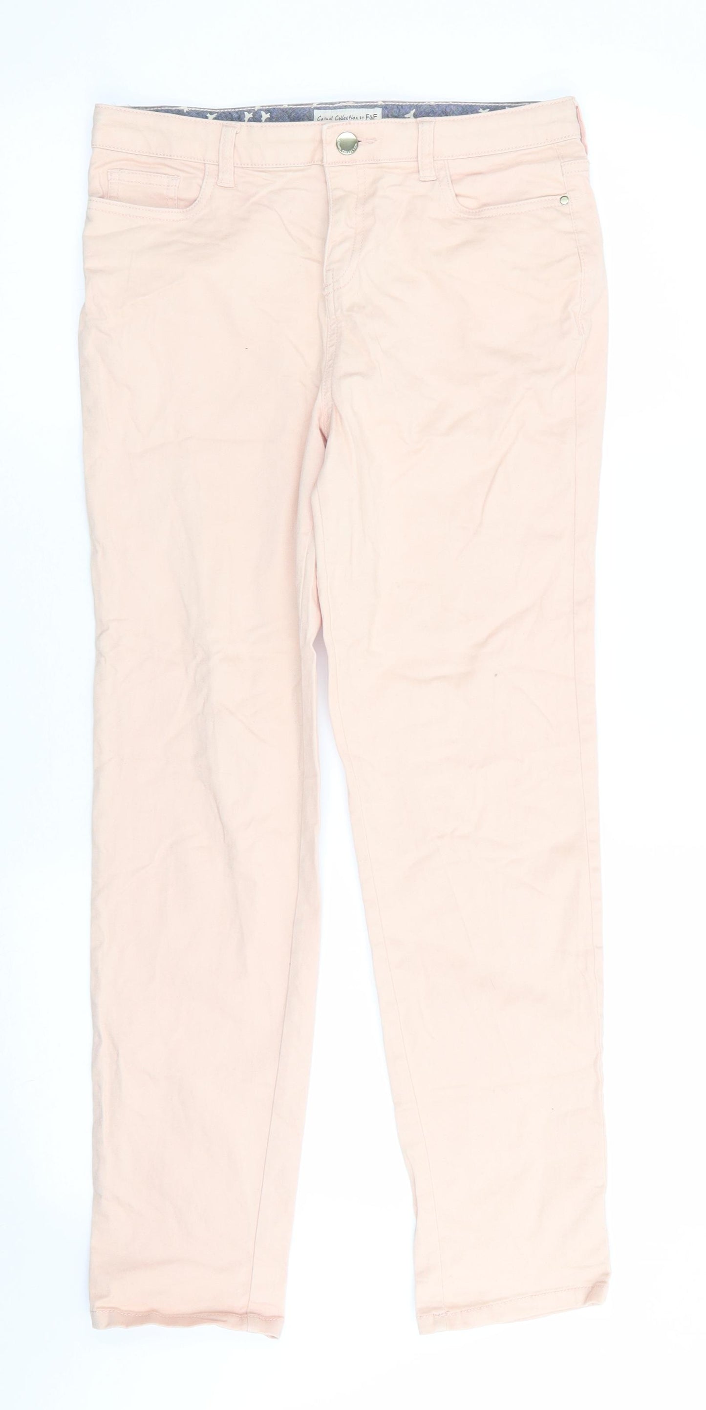 Casual Collection by F&F Womens Orange  Cotton Chino Trousers Size 8 L29 in Regular  - Peach in Colour