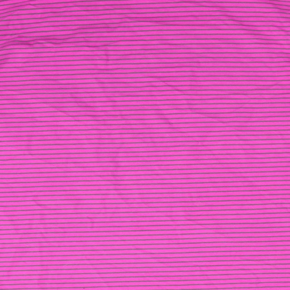 Nutmeg Womens Pink Roll Neck Striped Cotton Pullover Jumper Size 12   - Grey Stripe on Cerise Pink