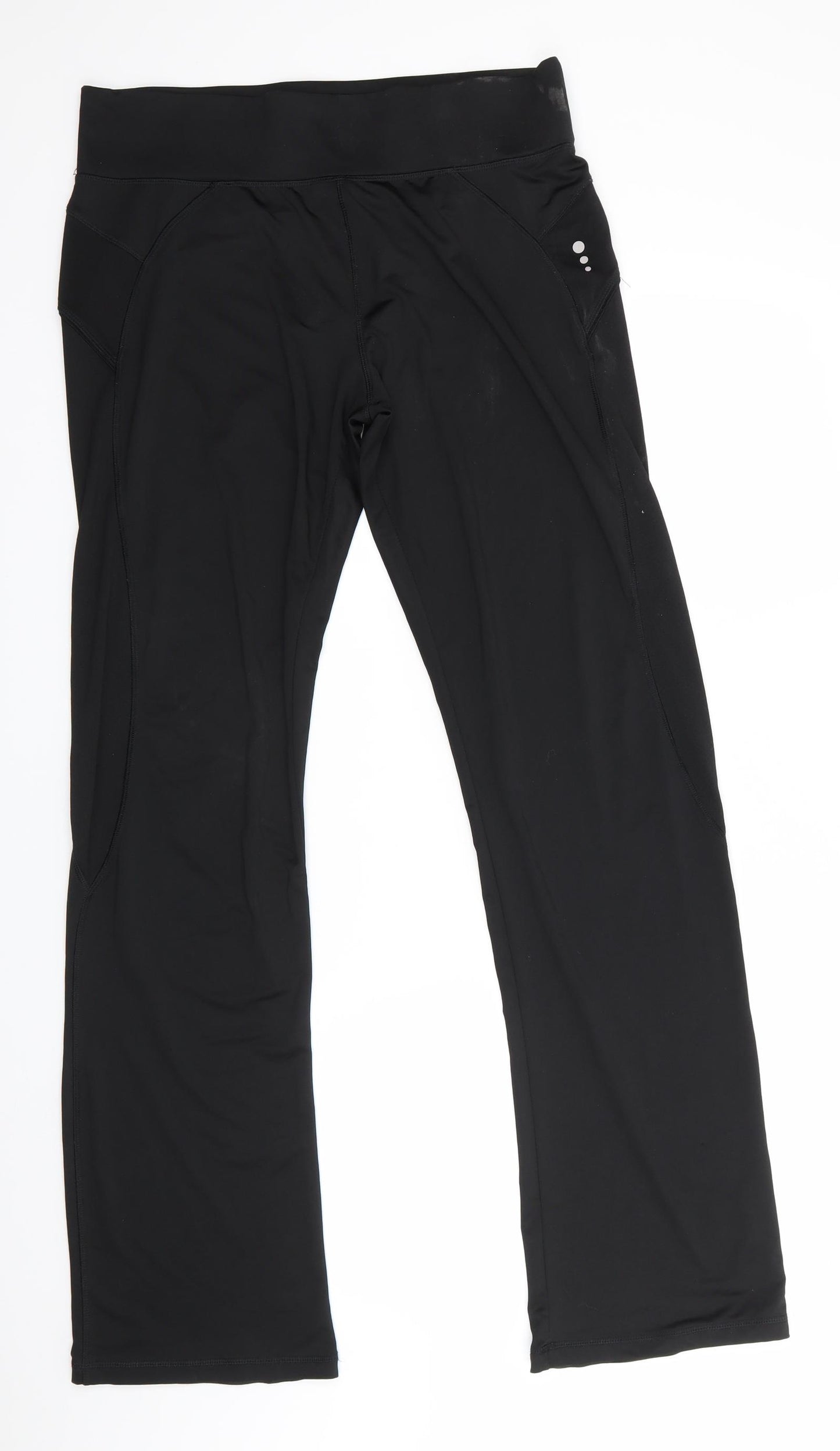 TU Womens Black  Polyester Compression Trousers Size 14 L33.5 in Regular  - Flared Legs