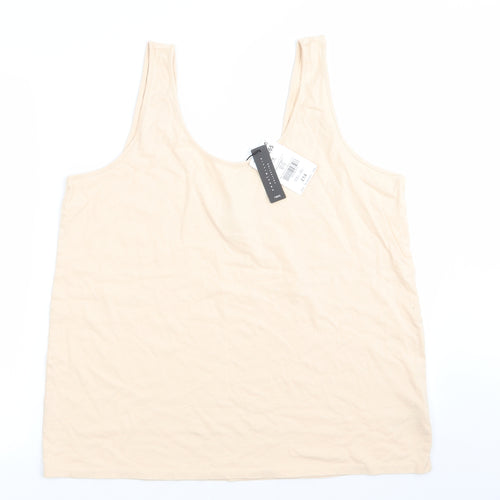 NEXT Womens Ivory  Cotton Basic Tank Size 16 Scoop Neck - Pale beige