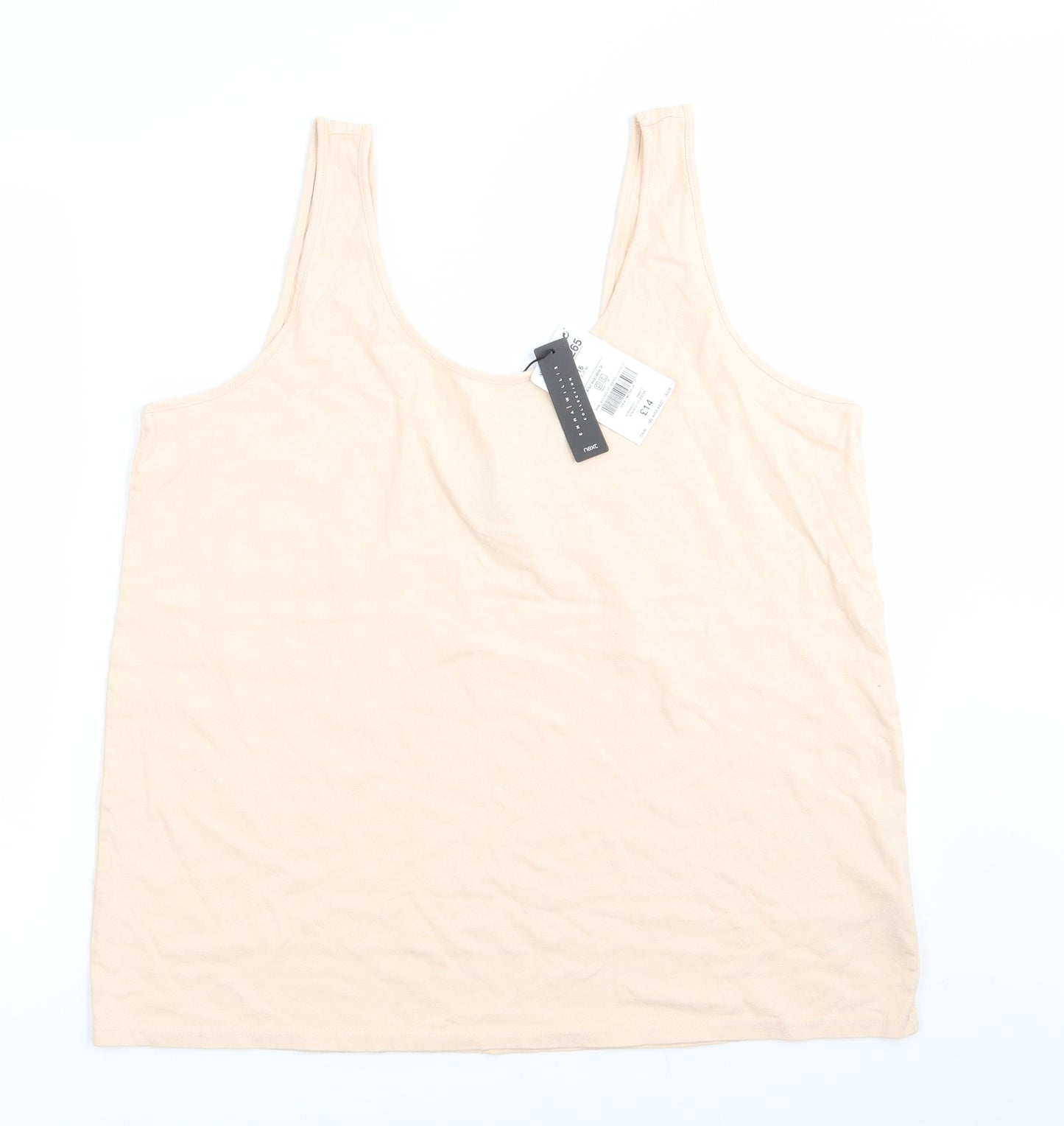 NEXT Womens Ivory  Cotton Basic Tank Size 16 Scoop Neck - Pale beige