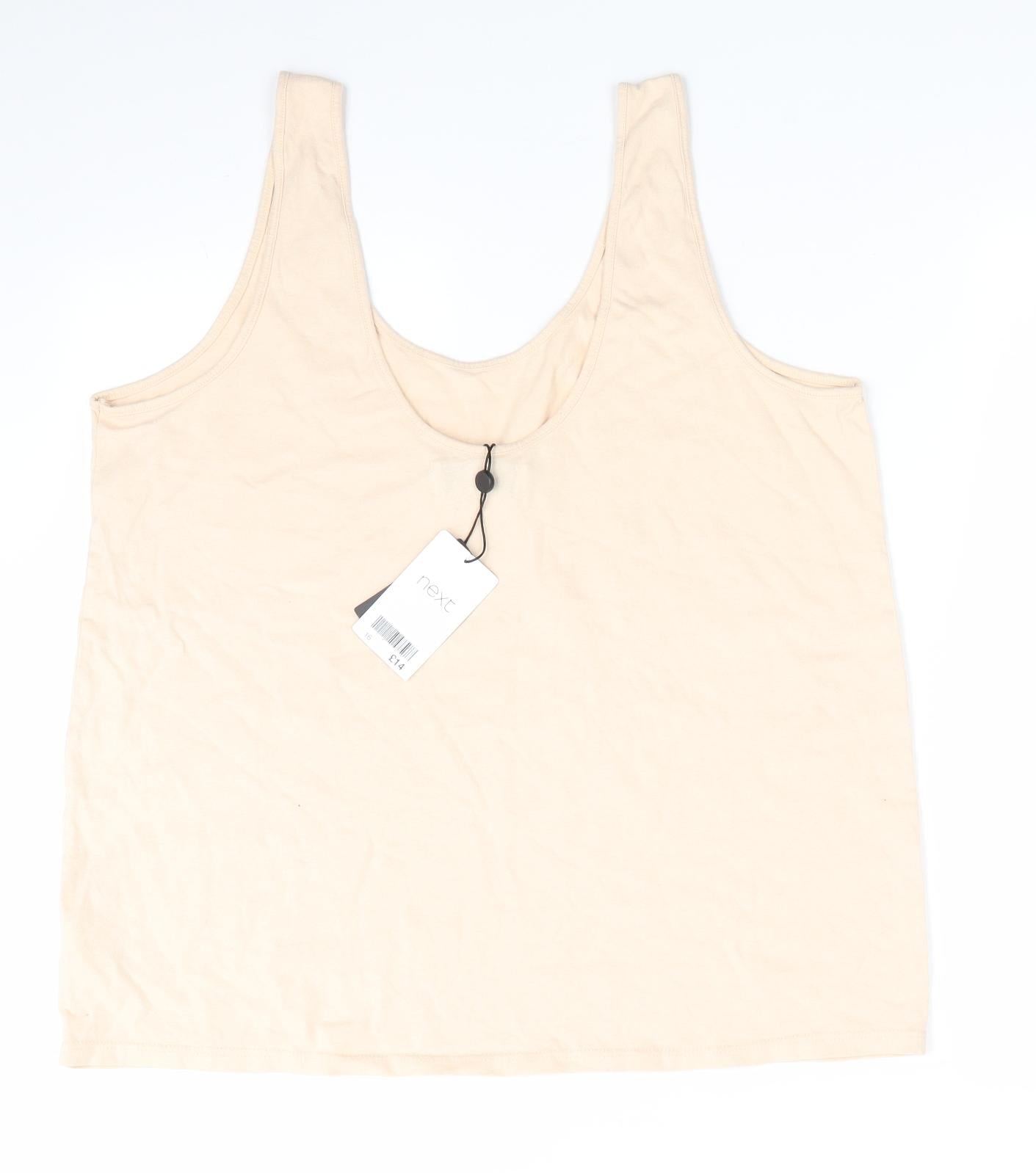 NEXT Womens Ivory  Cotton Basic Tank Size 16 Scoop Neck - Pale beige