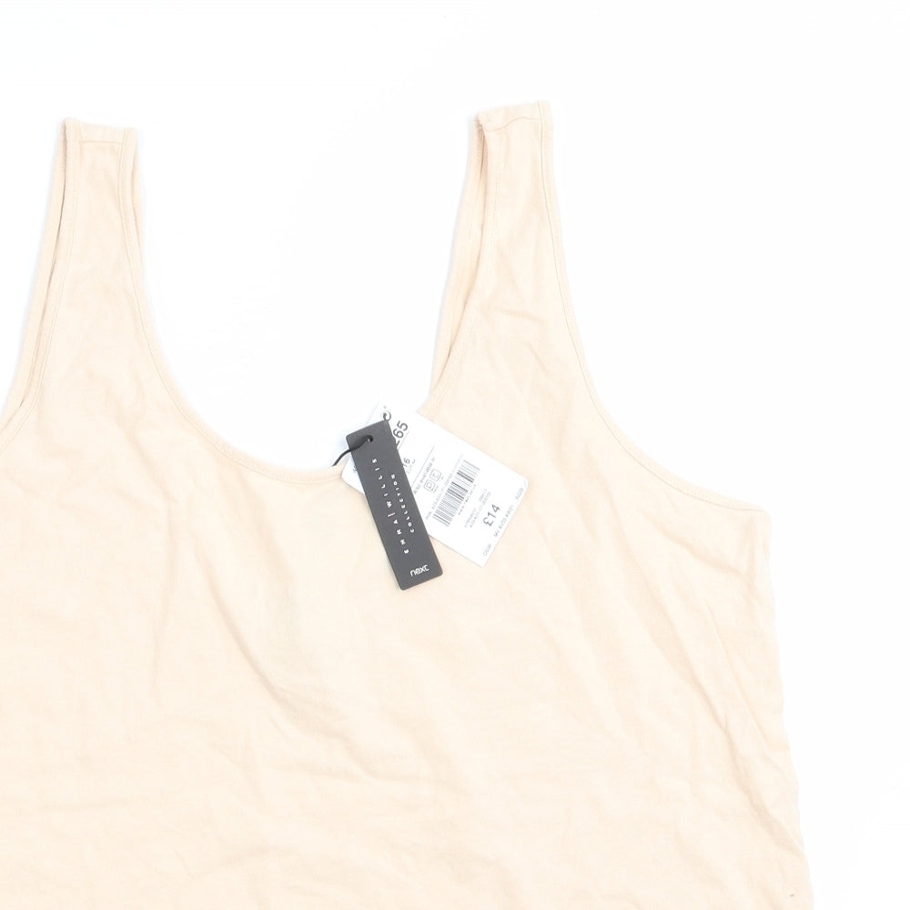 NEXT Womens Ivory  Cotton Basic Tank Size 16 Scoop Neck - Pale beige