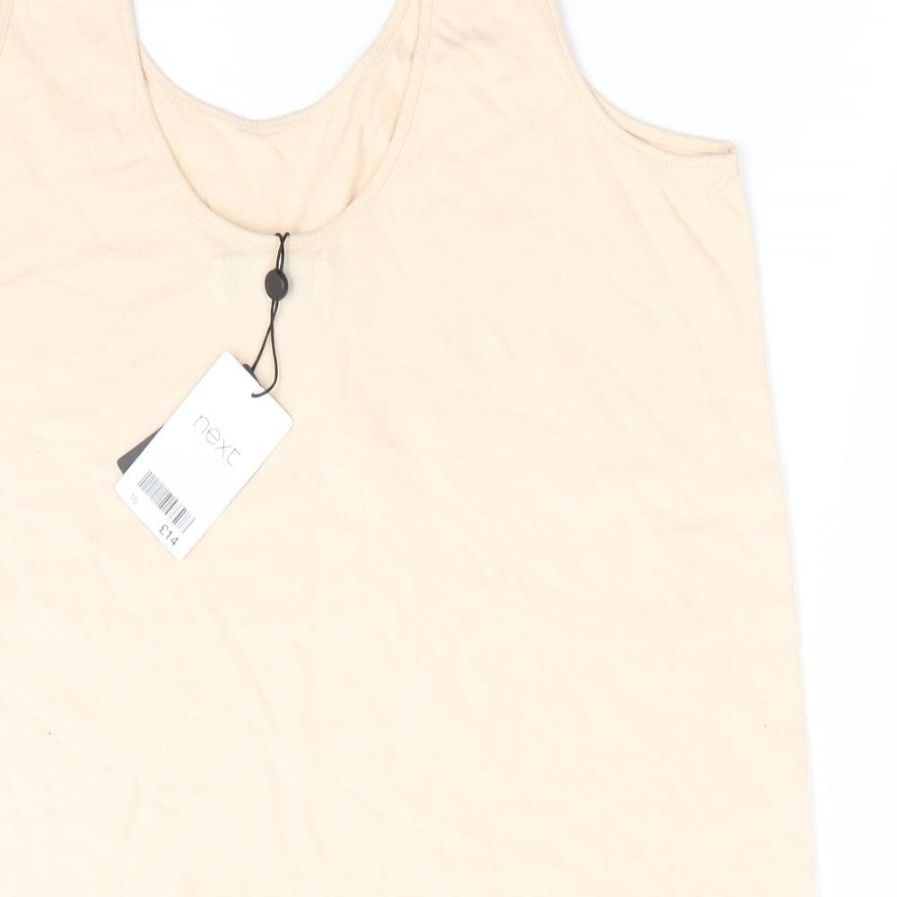 NEXT Womens Ivory  Cotton Basic Tank Size 16 Scoop Neck - Pale beige