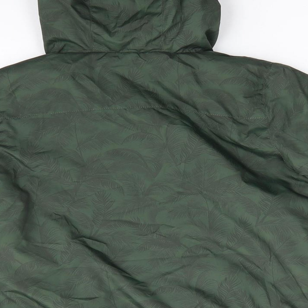 John Lewis Boys Green Floral  Anorak Coat Size 8 Years   - Leaf print Elasticated hem