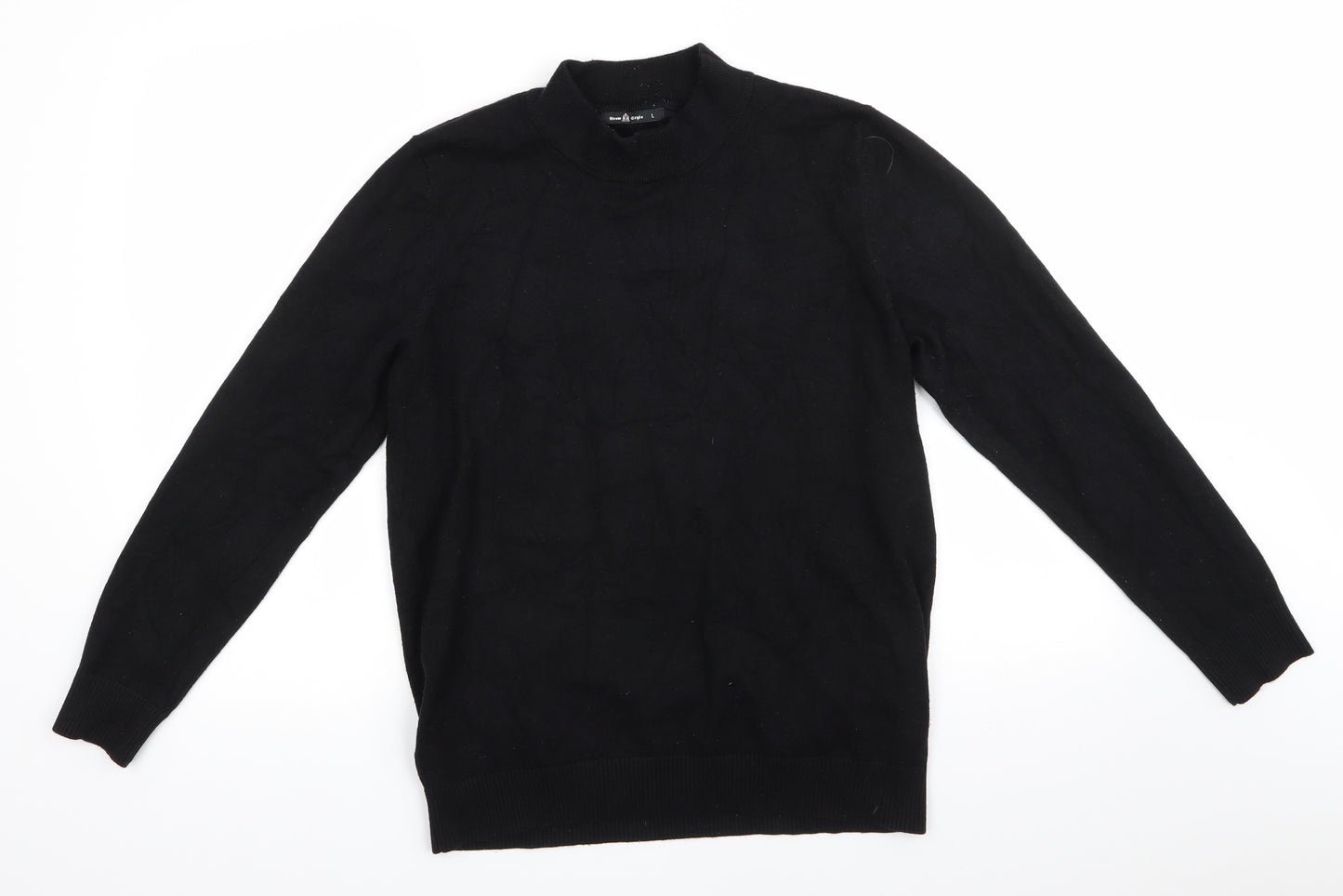 Grow Style Womens Black High Neck  Nylon Pullover Jumper Size L