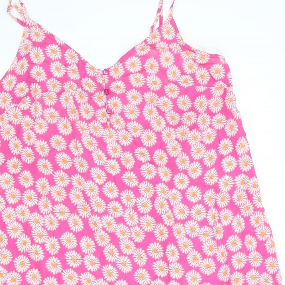 Pieces Womens Pink Floral Viscose Fit & Flare    Round Neck  - White & Orange flowers Frilled hemline