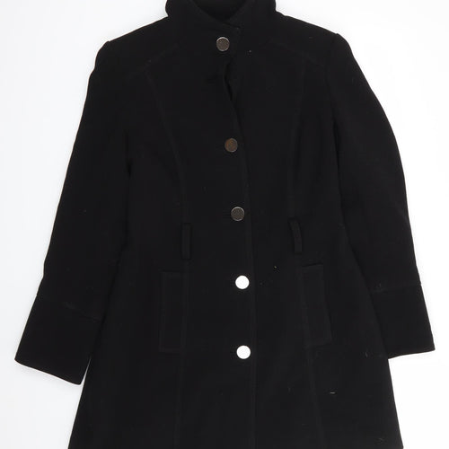 Dorothy Perkins Womens Black   Overcoat Coat Size 12   - Stand Up Collar