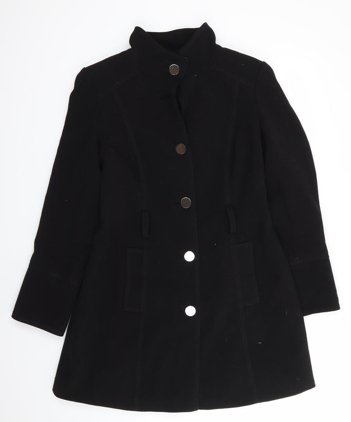 Dorothy Perkins Womens Black   Overcoat Coat Size 12   - Stand Up Collar