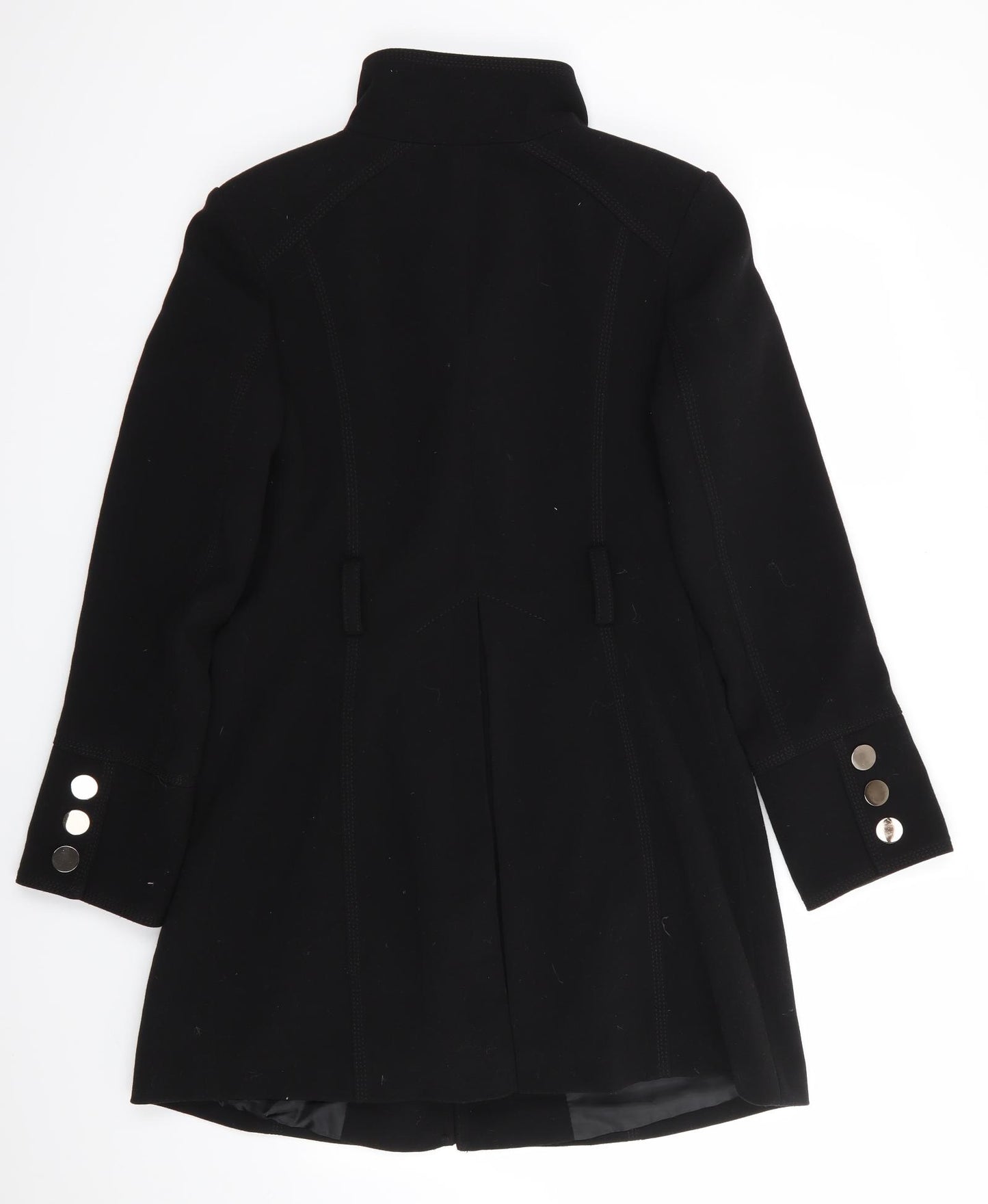 Dorothy Perkins Womens Black   Overcoat Coat Size 12   - Stand Up Collar