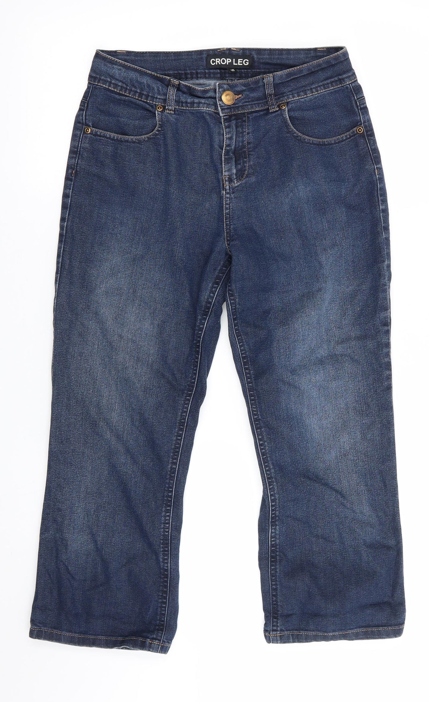 Peacocks Womens Blue  Cotton Cropped Jeans Size 10 L22 in Regular  - Dark Blue