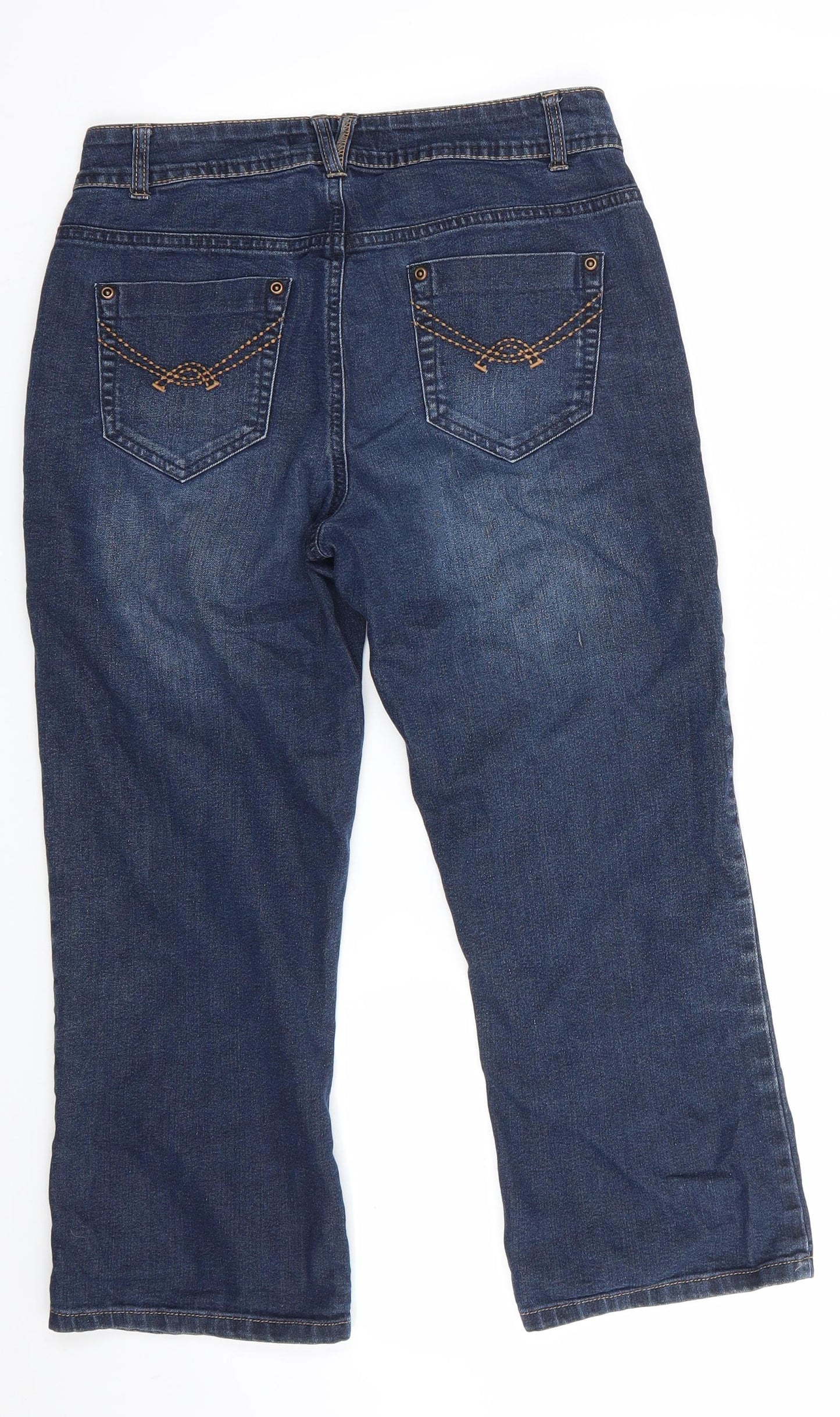 Peacocks Womens Blue  Cotton Cropped Jeans Size 10 L22 in Regular  - Dark Blue