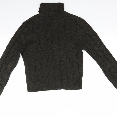 New Look Womens Green Roll Neck Striped Cotton Pullover Jumper Size 12   - Green mix Vertical Same colour stripe