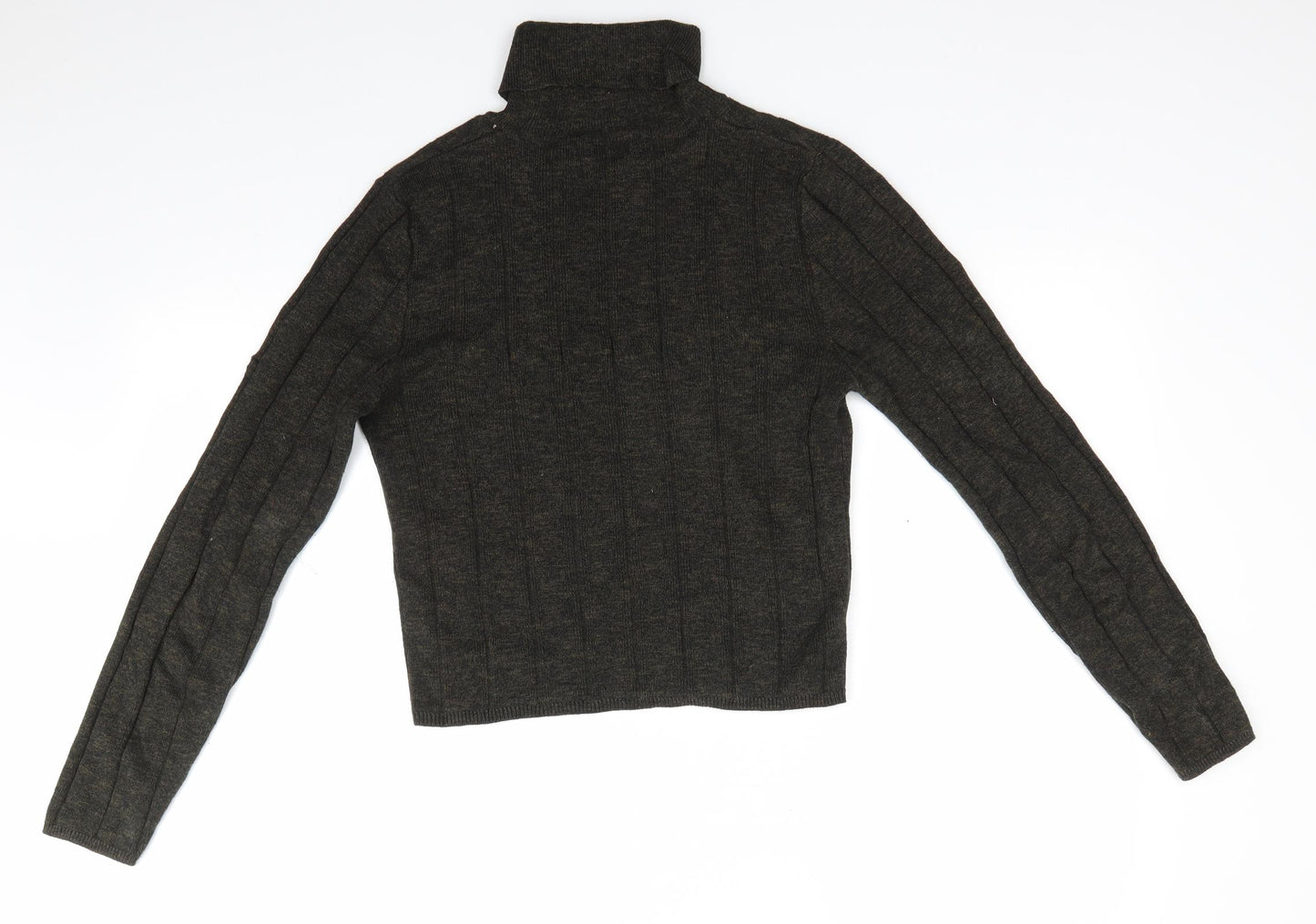 New Look Womens Green Roll Neck Striped Cotton Pullover Jumper Size 12   - Green mix Vertical Same colour stripe