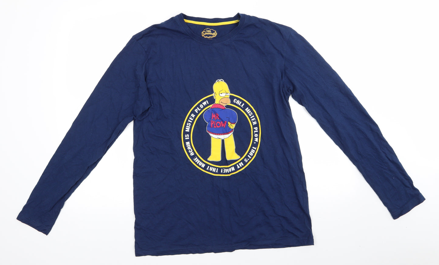 The Simpsons by Primark Mens Blue Solid Cotton  Pyjama Top Size M   - The Simpsons Mr Plow