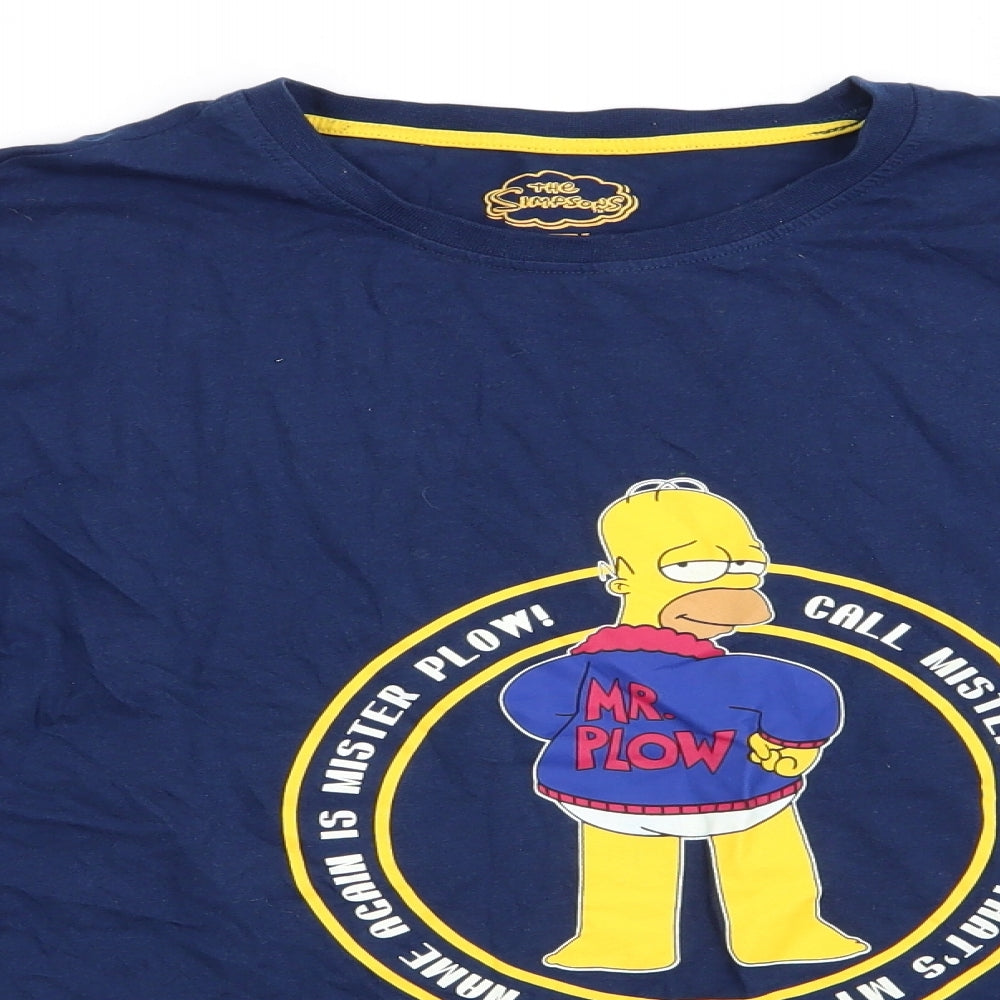 The Simpsons by Primark Mens Blue Solid Cotton  Pyjama Top Size M   - The Simpsons Mr Plow