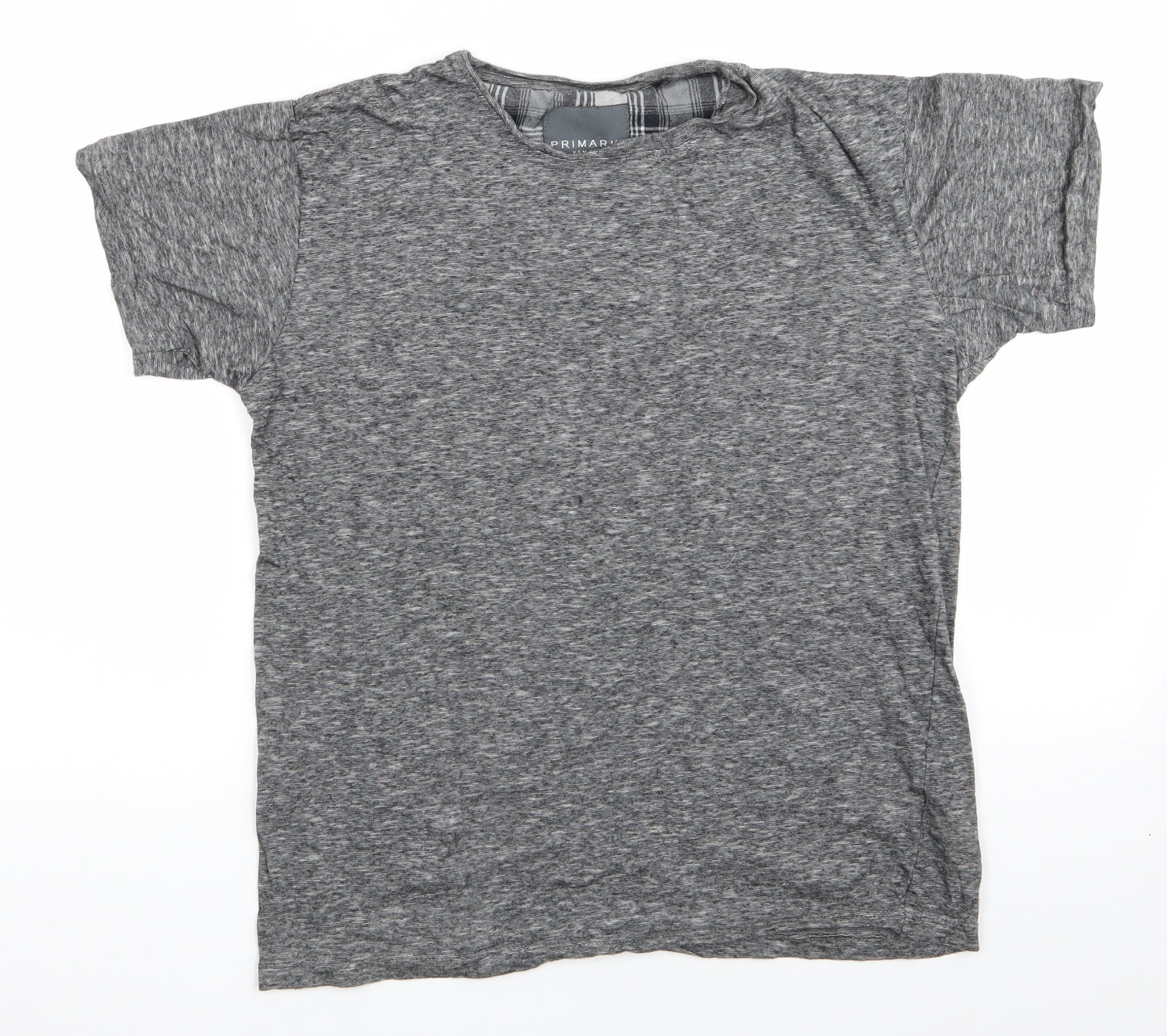 Primark Mens Grey Solid Cotton  Pyjama Top Size XS   - Grey Mix