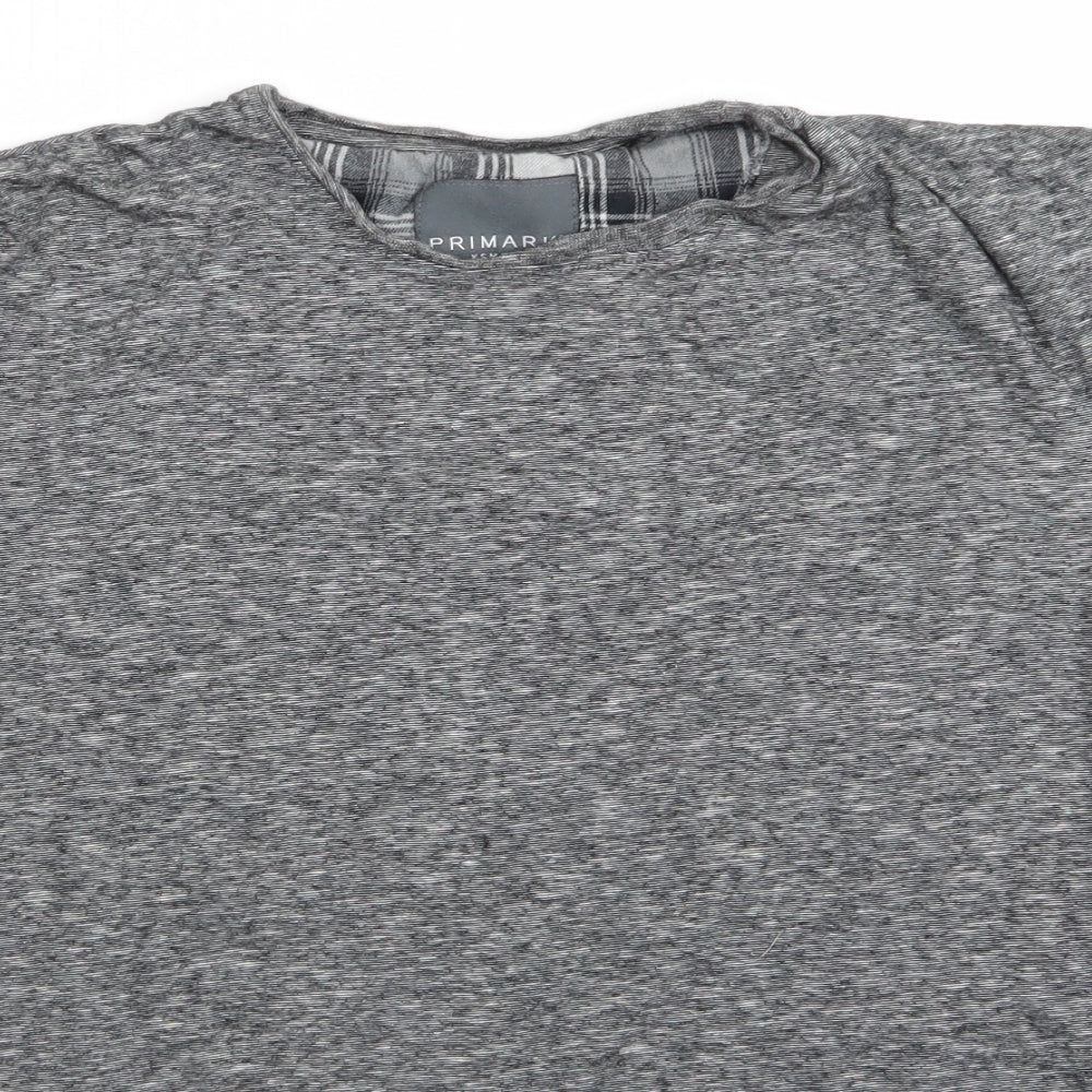 Primark Mens Grey Solid Cotton  Pyjama Top Size XS   - Grey Mix