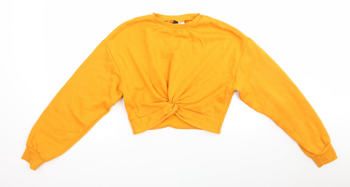 Divided Womens Yellow  Cotton Pullover Sweatshirt Size 4   - Knotted front detail Yellow Gold