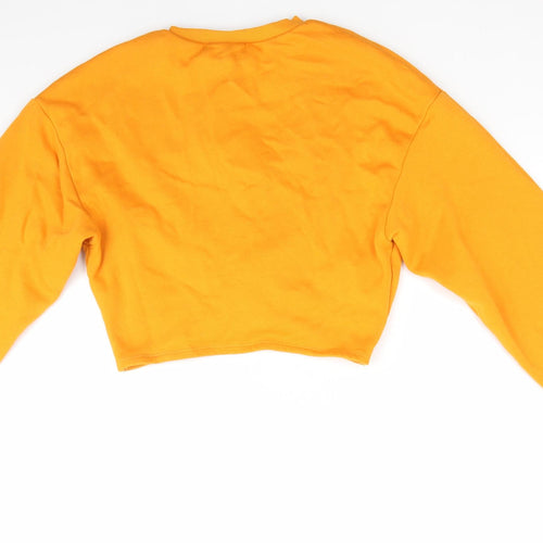 Divided Womens Yellow  Cotton Pullover Sweatshirt Size 4   - Knotted front detail Yellow Gold