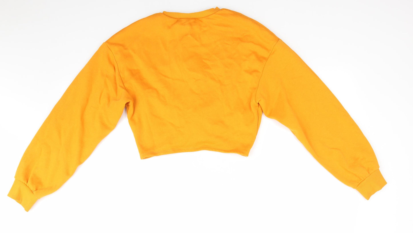 Divided Womens Yellow  Cotton Pullover Sweatshirt Size 4   - Knotted front detail Yellow Gold