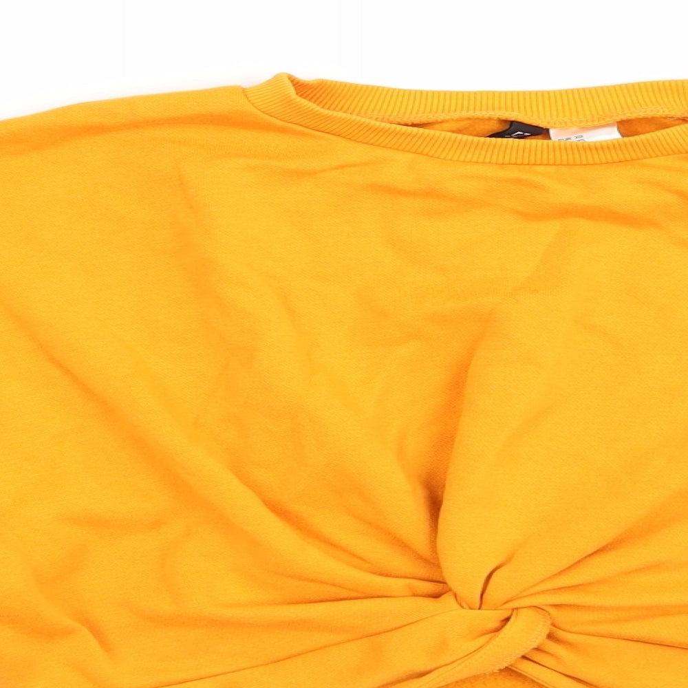 Divided Womens Yellow  Cotton Pullover Sweatshirt Size 4   - Knotted front detail Yellow Gold
