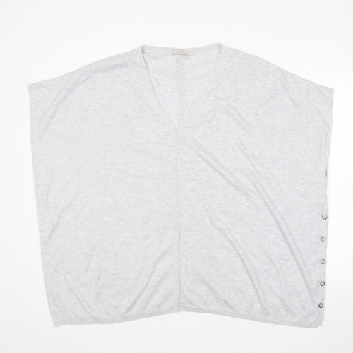George Womens Grey V-Neck  Nylon Pullover Jumper Size XL