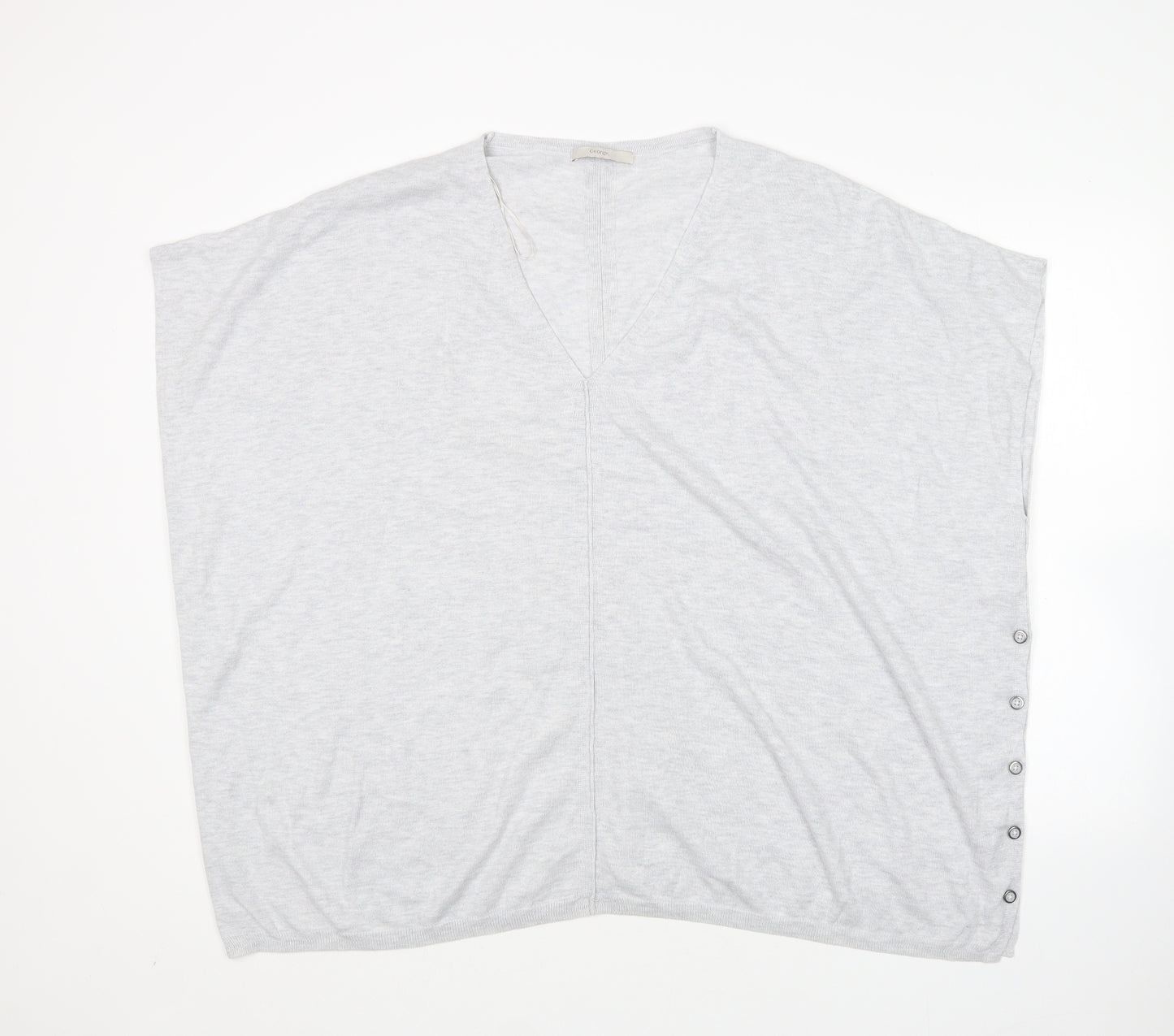 George Womens Grey V-Neck  Nylon Pullover Jumper Size XL