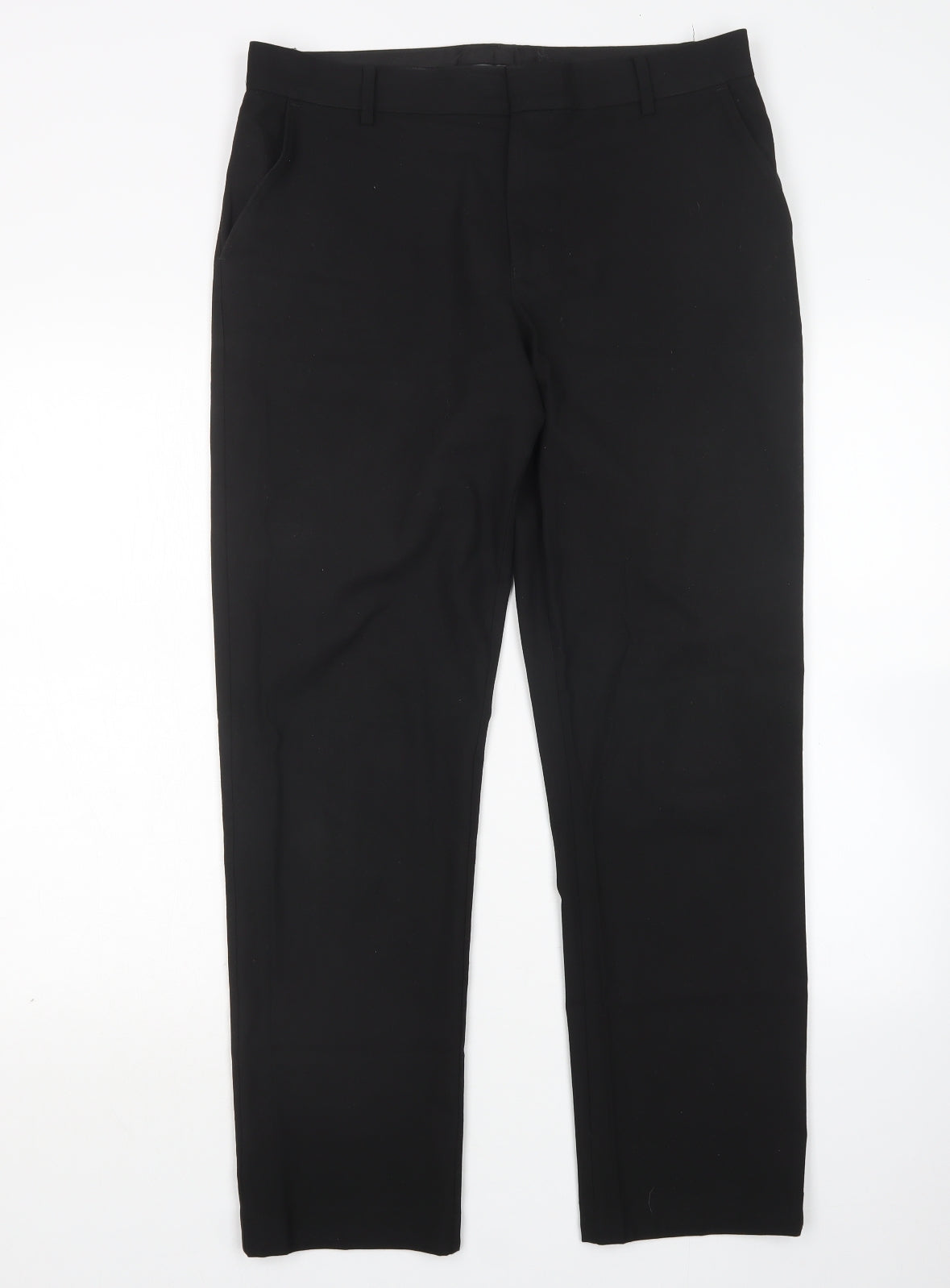 M&S Boys Black  Polyester Dress Pants Trousers Size 16 Years  Regular