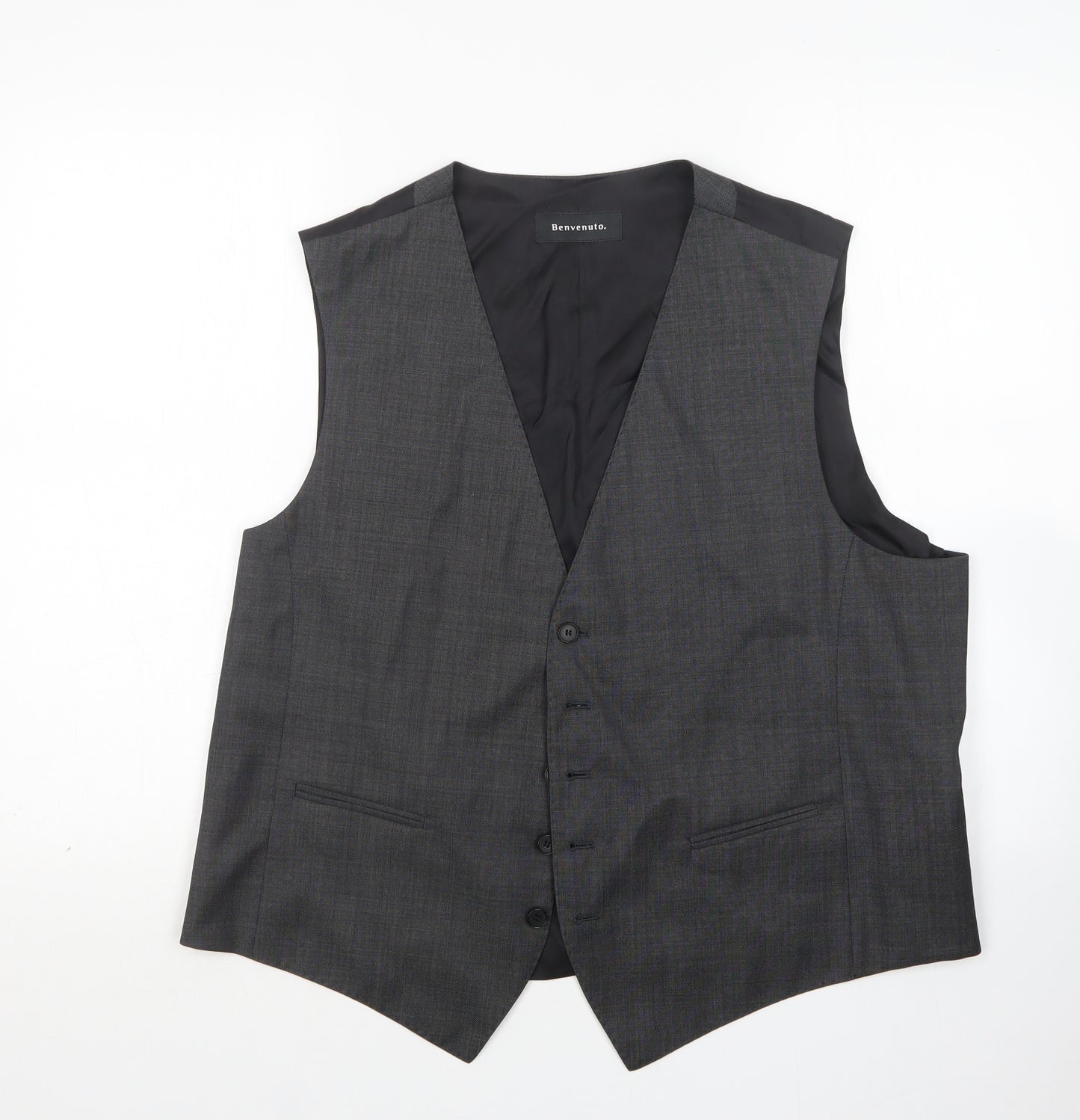 Benvenuto Mens Grey  Wool  Suit Waistcoat Size XL