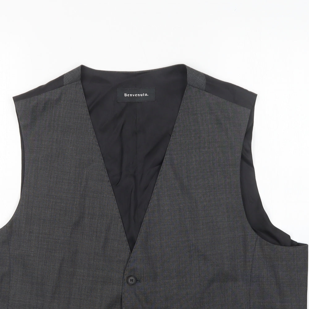 Benvenuto Mens Grey  Wool  Suit Waistcoat Size XL