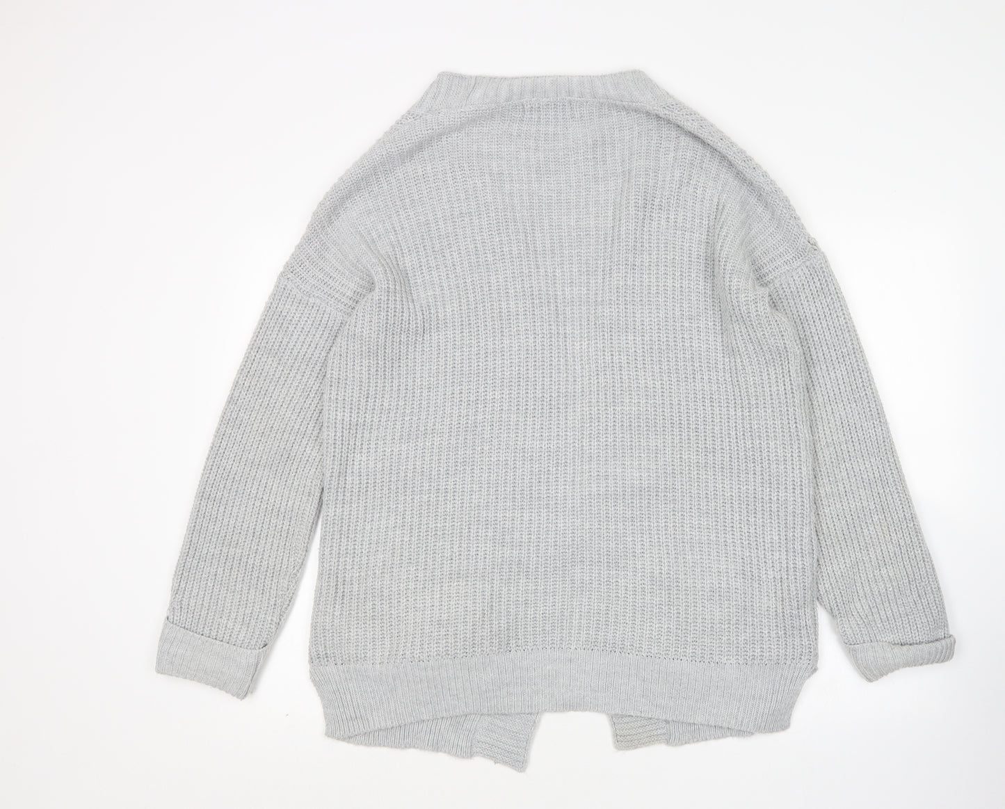 F&F Womens Grey V-Neck  Acrylic Cardigan Jumper Size 8