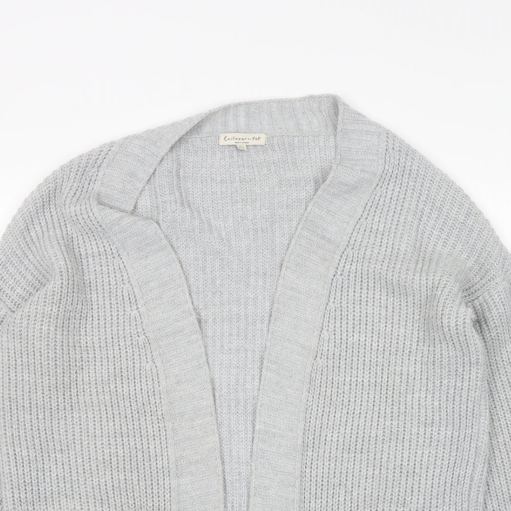 F&F Womens Grey V-Neck  Acrylic Cardigan Jumper Size 8