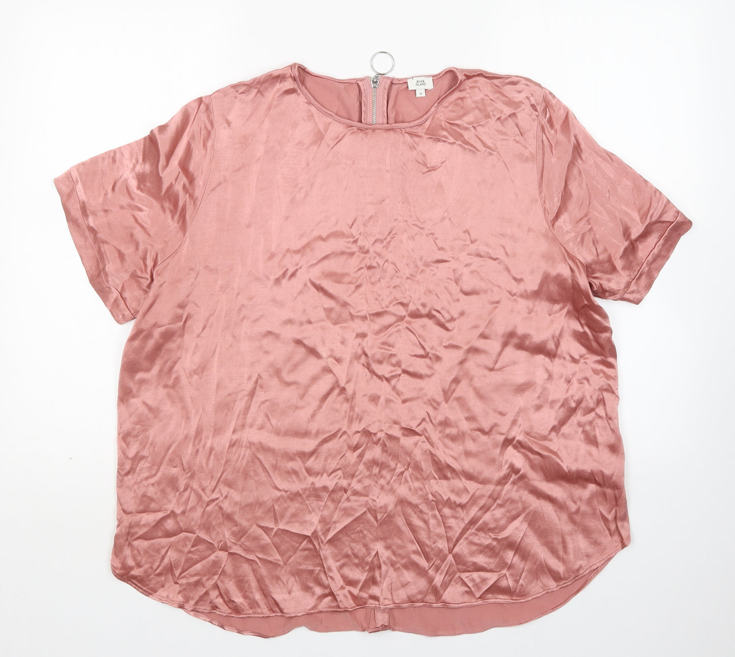 River Island Womens Pink  Viscose Basic Blouse Size 18 Round Neck