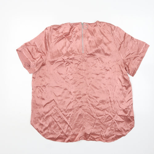 River Island Womens Pink  Viscose Basic Blouse Size 18 Round Neck