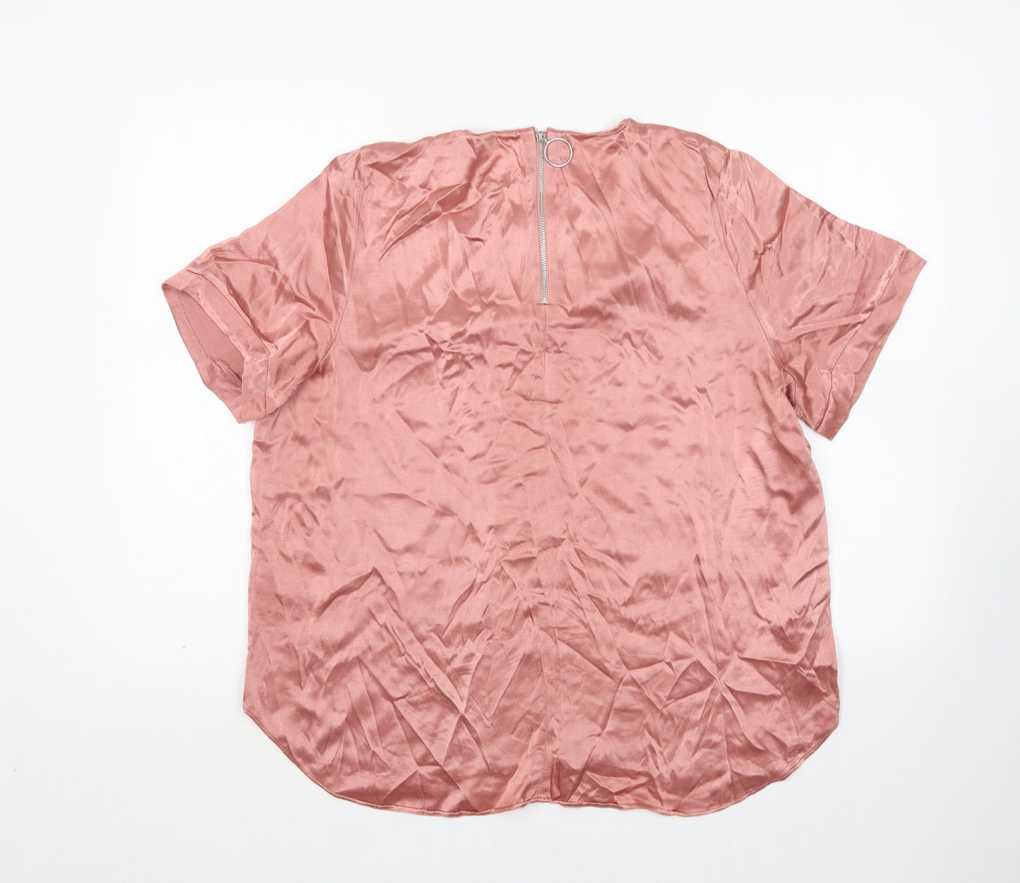 River Island Womens Pink  Viscose Basic Blouse Size 18 Round Neck