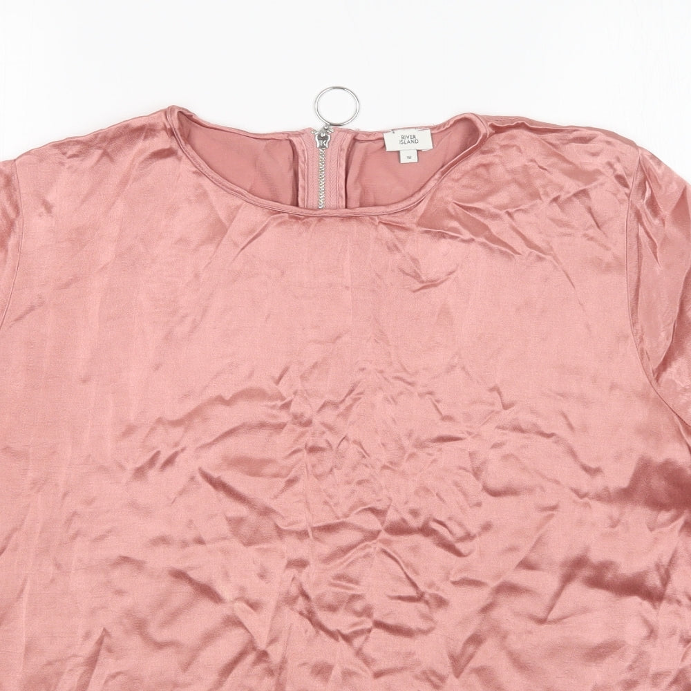 River Island Womens Pink  Viscose Basic Blouse Size 18 Round Neck